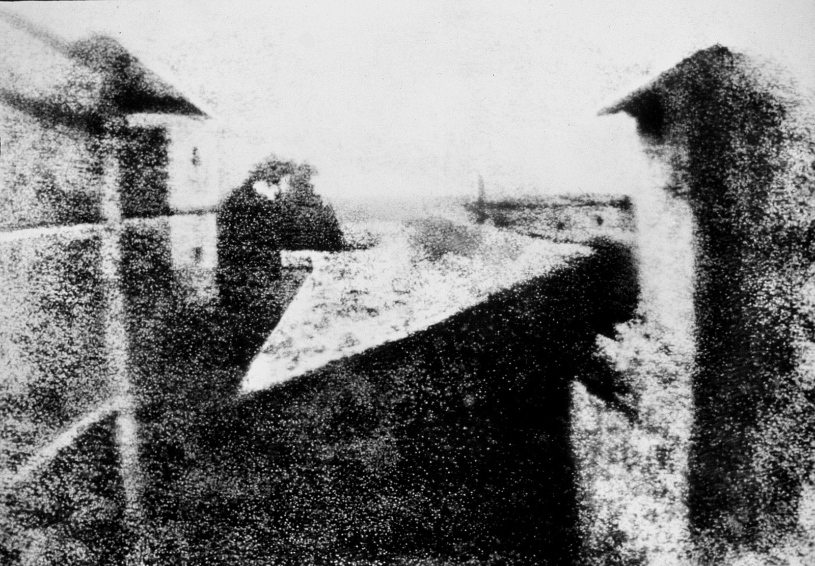 The worlds oldest photograph - a view from the window of Niépce's estate in Burgundy, France