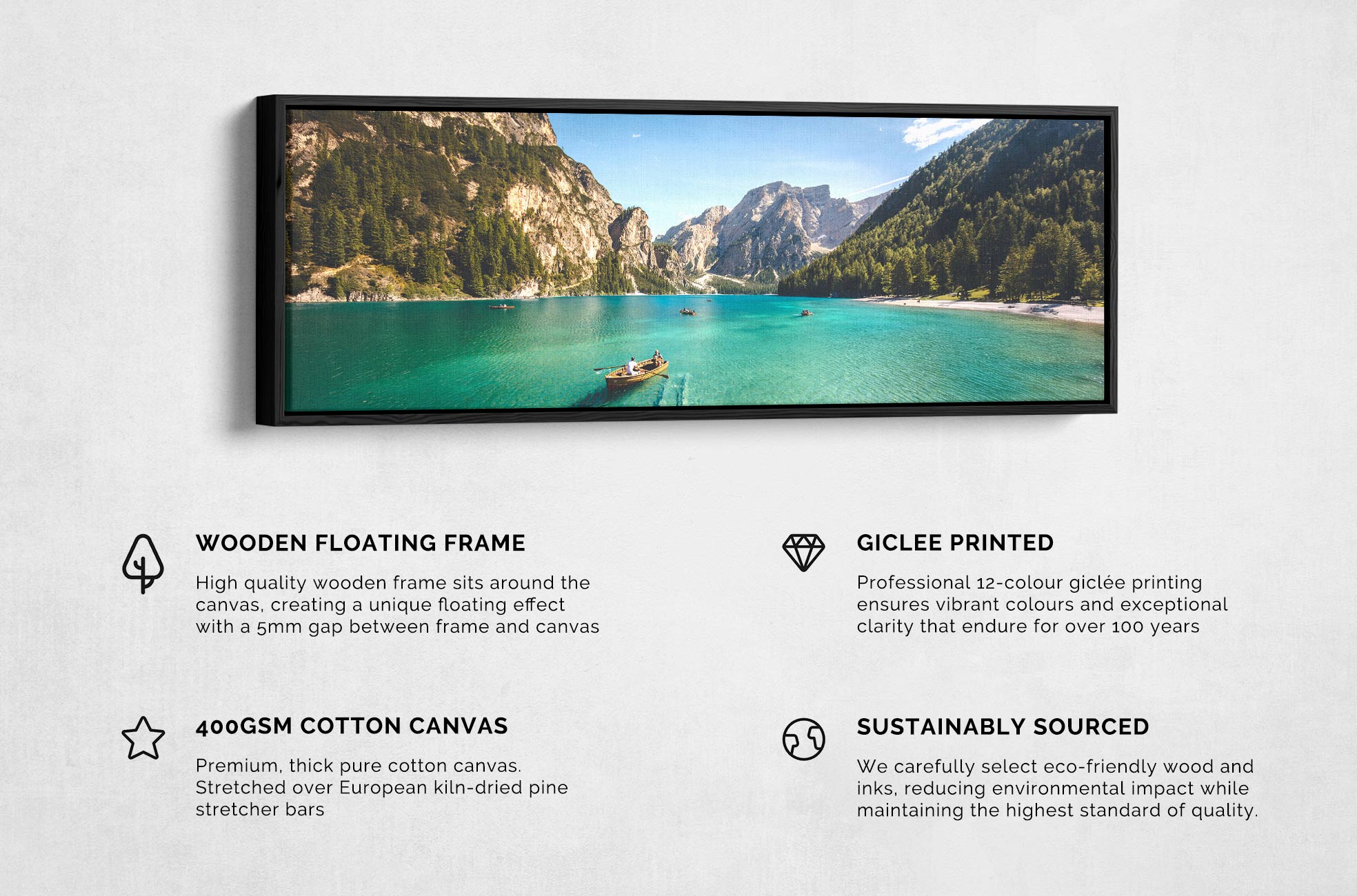 panoramic floating framed canvas product details