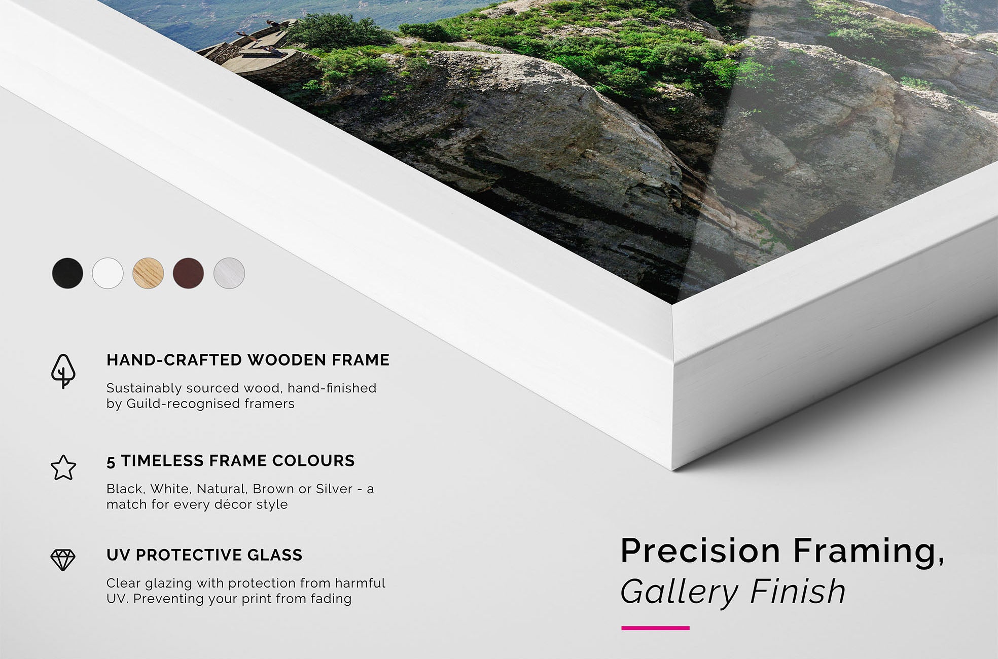 details and close up of framed print