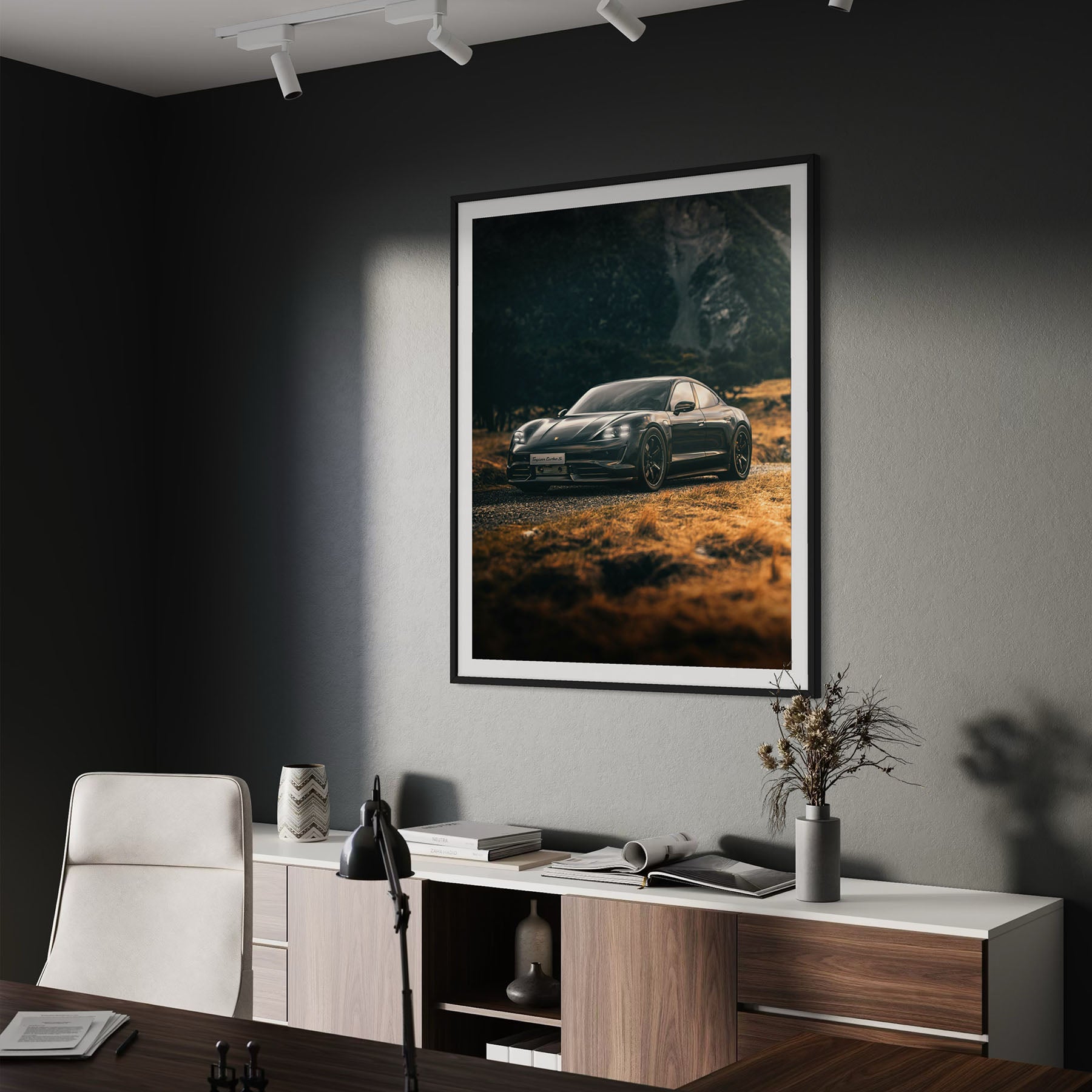 framed print in the office