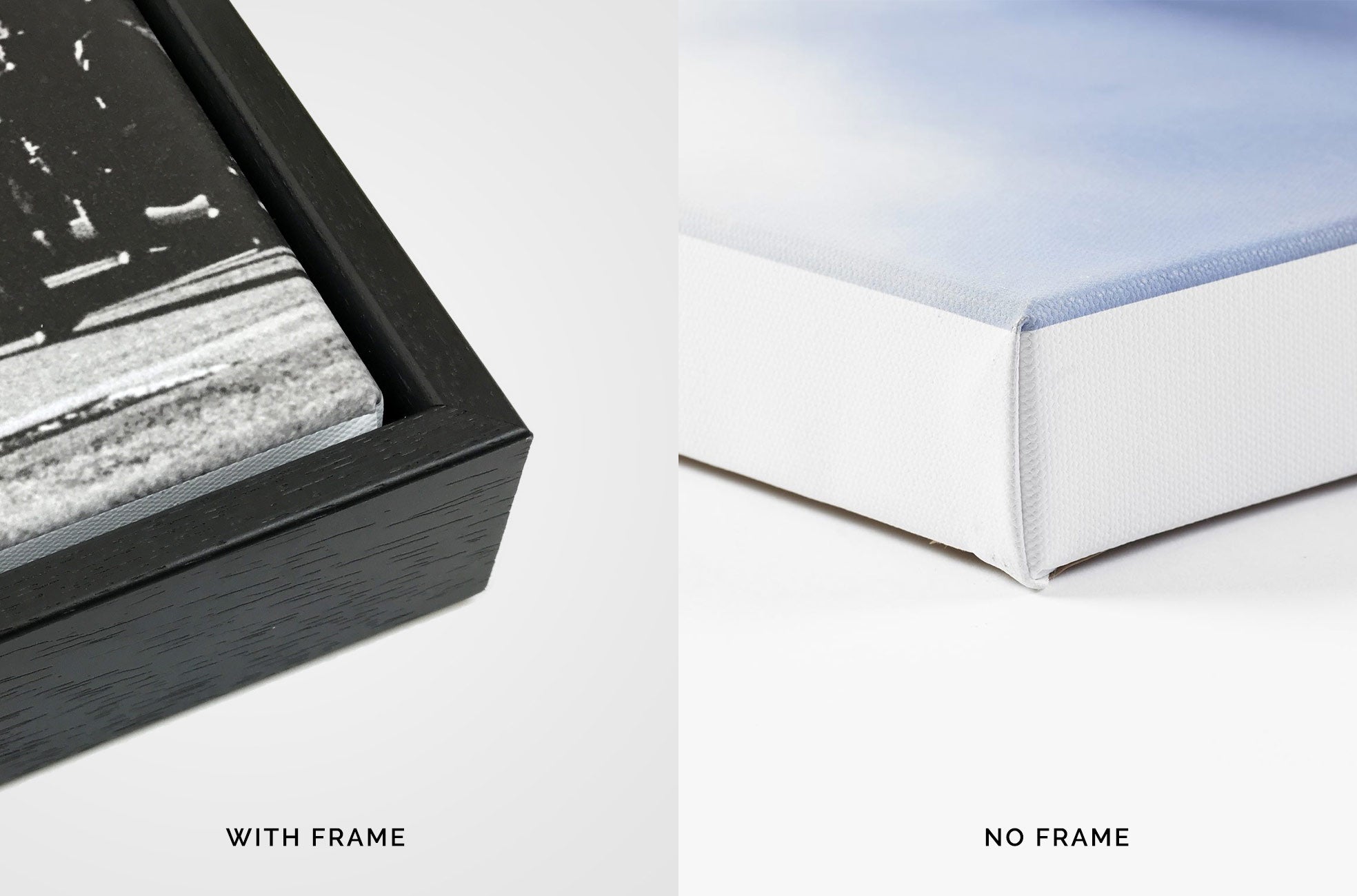 Canvas print option with frame or no frame