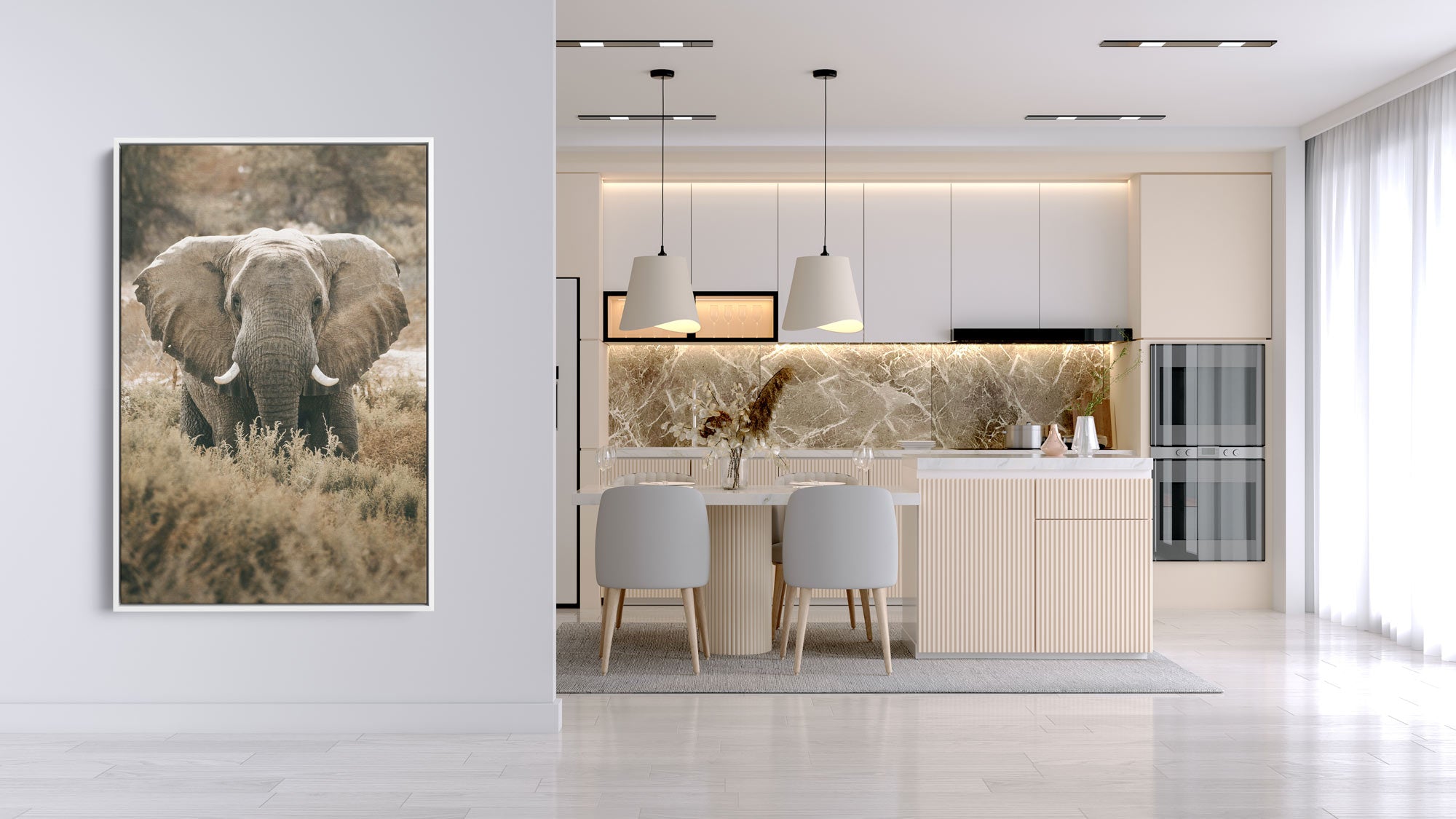 large personalised canvas print in the kitchen