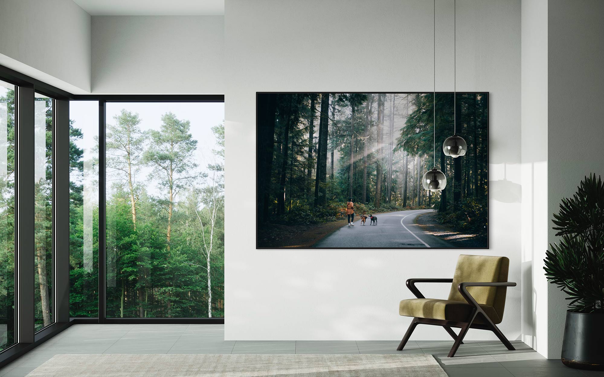 XL framed canvas print on wall in home