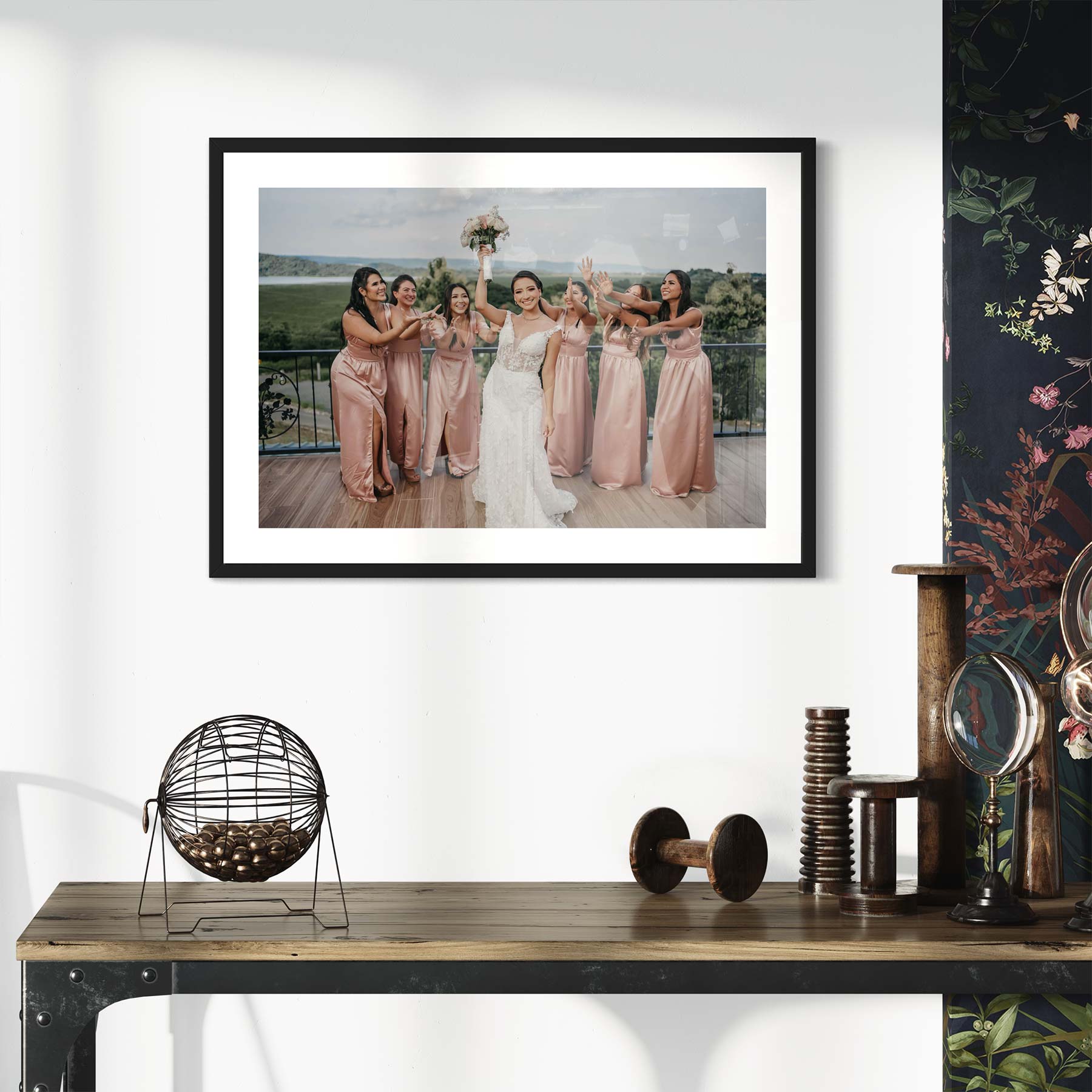 wedding photo gift - a framed print of the bride and bridesmaids