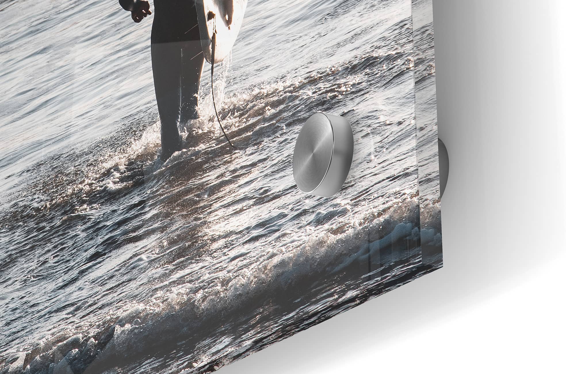 acrylic print with chrome bolt fixings