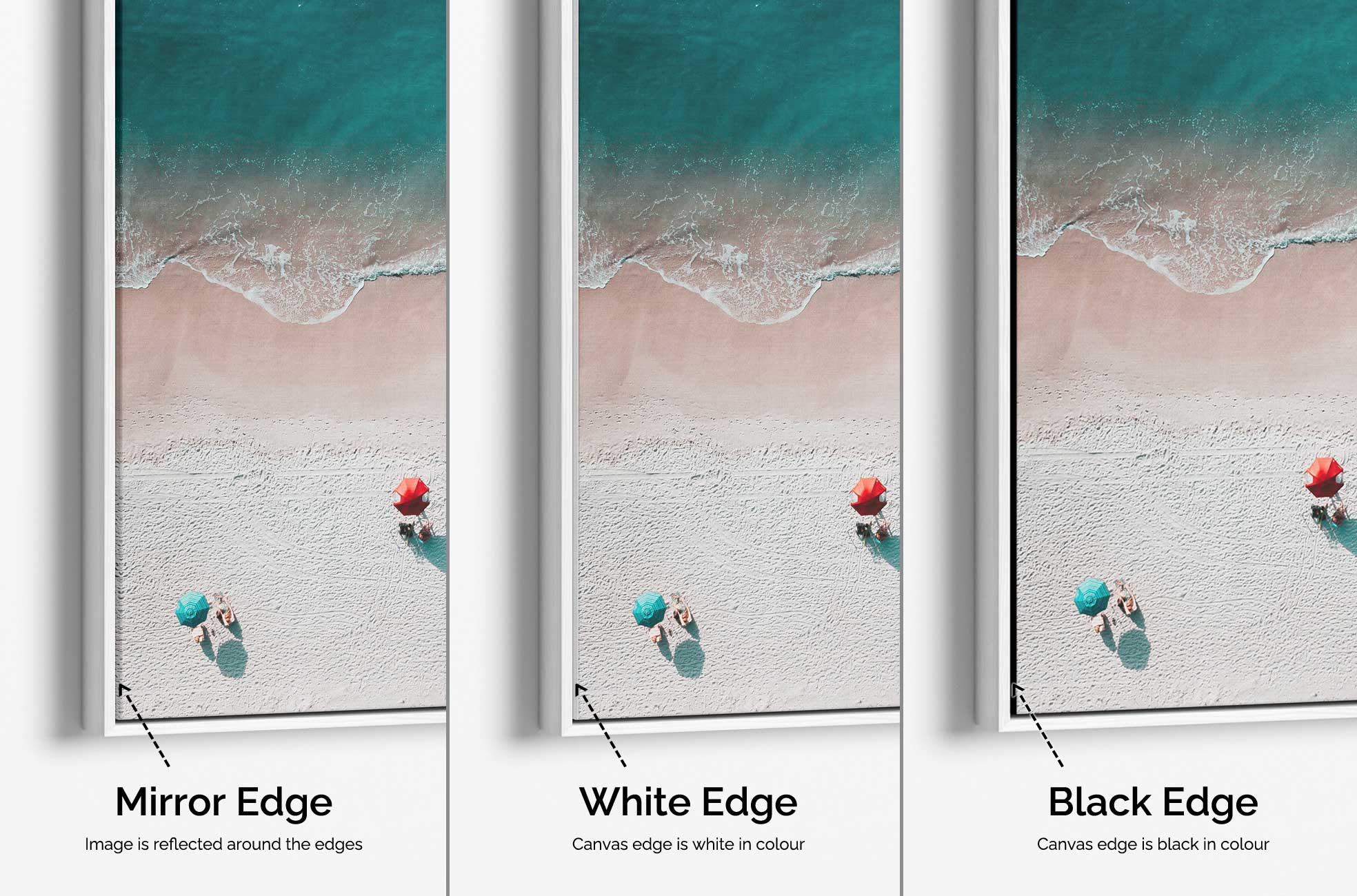 canvas edge options on the floating framed canvas