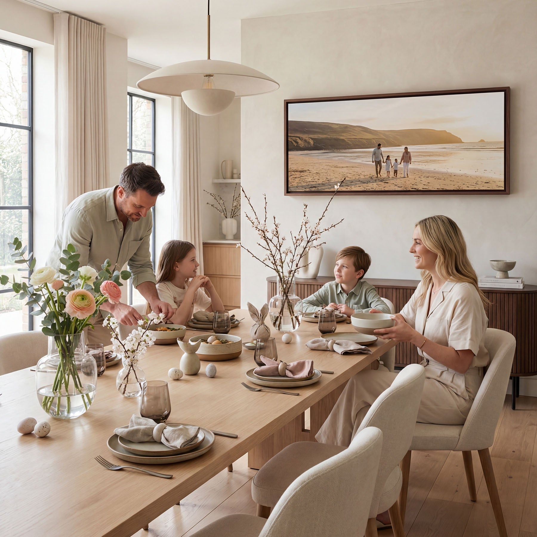 Family photo print on wall in family home