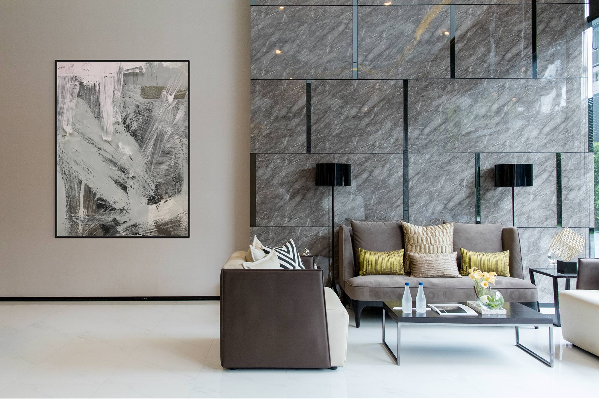 Large canvas print in hotel lobby