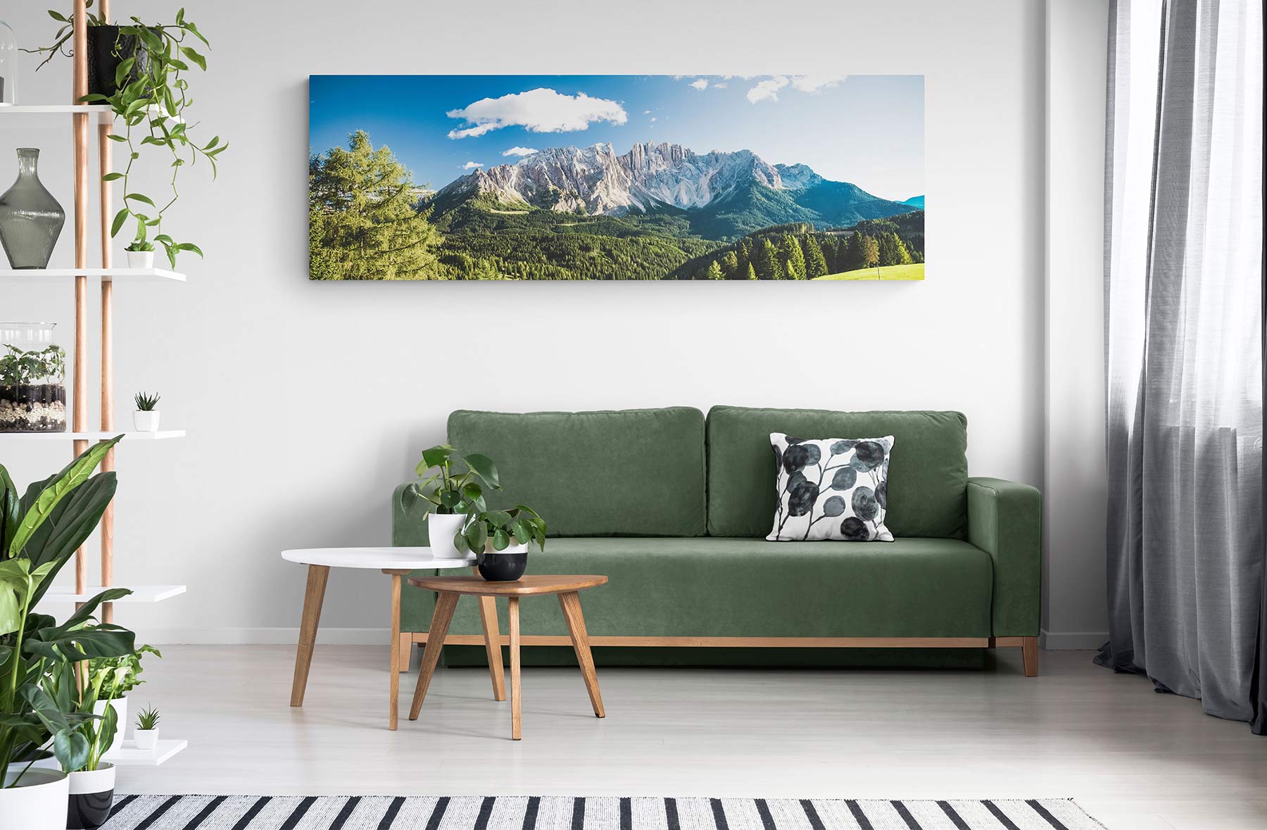 Large panoramic canvas print in living room