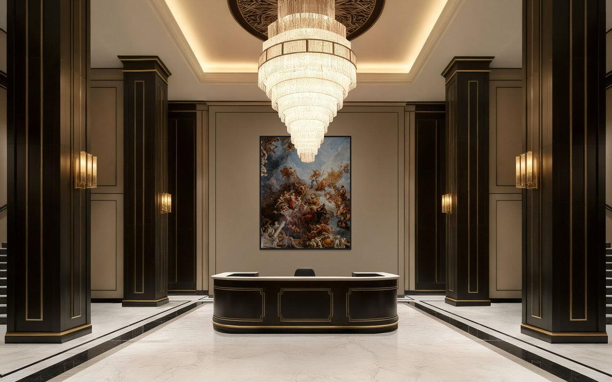 extra large framed canvas in lobby
