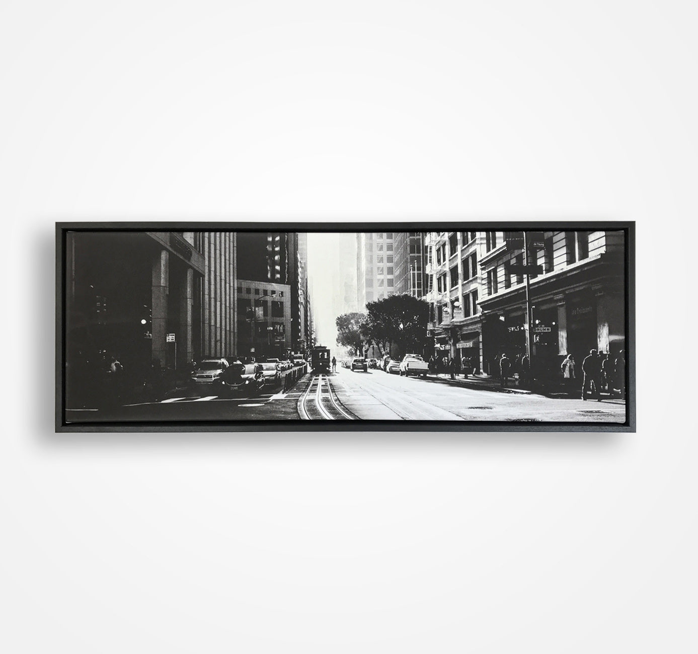 Panoramic photo prints - black and white image on floating framed canvas print
