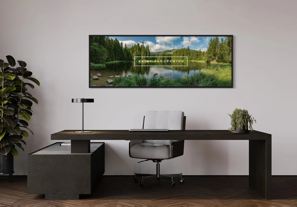 Office wall art behind a desk