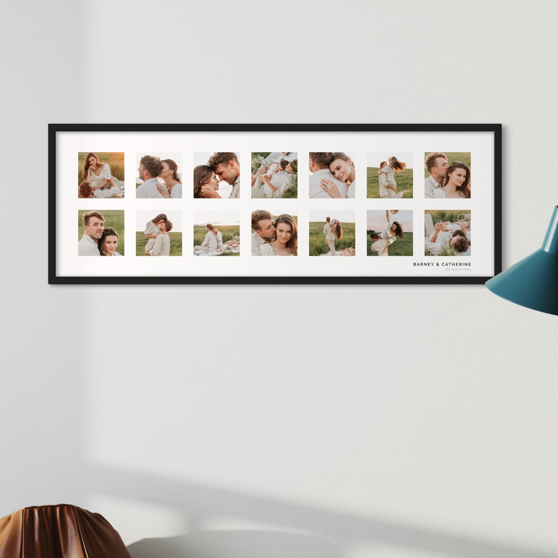 Panoramic gallery frame for wedding photos