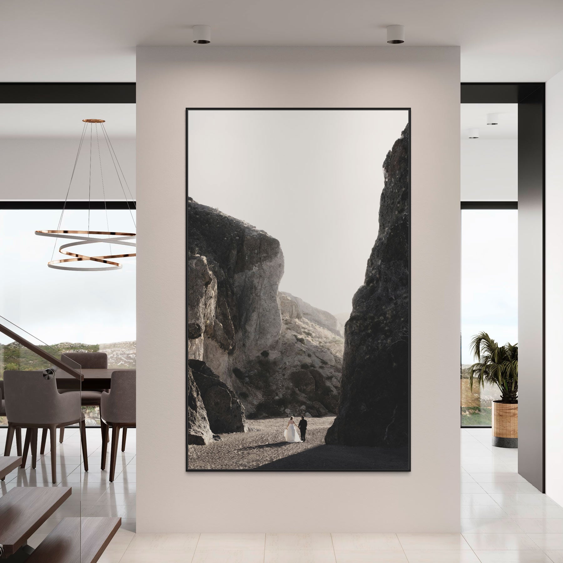 huge framed canvas print in the home