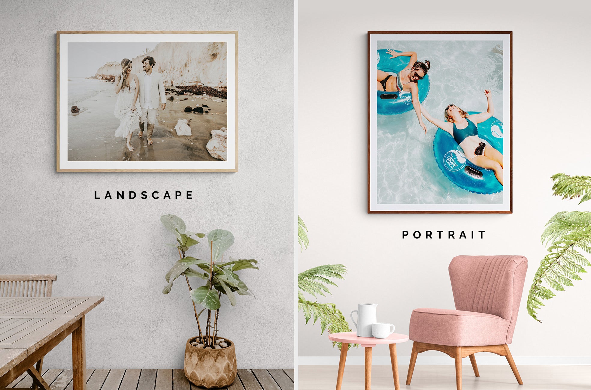 Landscape or portrait framing options